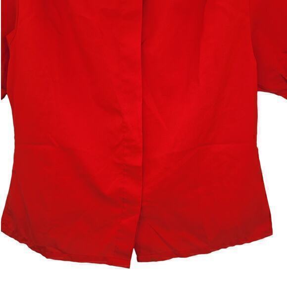 Vintage Preppy Illusion Button Up High Collar Short Puffy Sleeve‎ Blouse Shirt - Picture 7 of 15